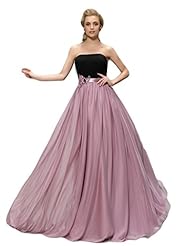 A-line Strapless Floor Length Chiffon Fitted Two-Toned Homecoming Dress 