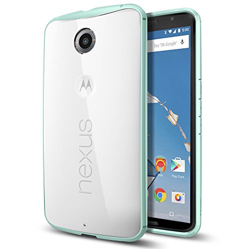 Nexus 6 Case, SpigenÂ® [Air Cushioned Bumper] Nexus 6 Case Bumper **NEW** [Ultra Hybrid Series] [Mint] Scratch Resistant Bumper Case with Clear Back Panel for Google Nexus 6 (2014) - Mint (SGP11245)