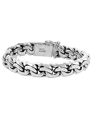 Gents Sterling Silver Garibaldi Link Bracelet Handmade 1/2 inch wide, sizes 8, 8.5 & 9 inch