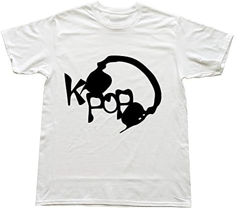 Hoxsin White Men's Kpop Headphones Swag Roundneck T Shirts US Size L