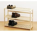 3-Tier Rubberwood Shoe Rack Shelf