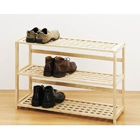 3-Tier Rubberwood Shoe Rack Shelf