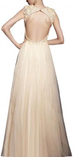 Kingmalls Womens Applique Beige Scoop Blackless Sleeveless Dress (X-Large)