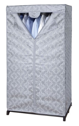 Fackelmann Wenko 4400001100 Kleiderschrank Barock Kunststofffilm, 75 x 150 x 50 cm, grau
