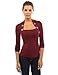PattyBoutik Women Bolero Button Long Sleeve Blouse (Burgundy X-Large)
