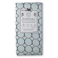 SwaddleDesigns Lightweight Marquisette Swaddling Blanket - Pastel Blue with Brown Mod Circles