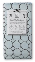 SwaddleDesigns Lightweight Marquisette Swaddling Blanket - Pastel Blue with Brown Mod Circles