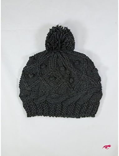 New ADORNA by MILANO COLLECTION Pompom Knitted Wool Beanie Hat Compatible with Adorna Hair Extension Wigs - Black