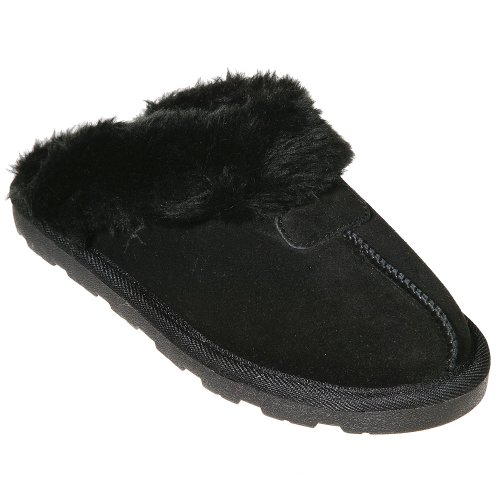 Women's Chandra Suede Scuff Slippers - Black