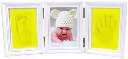 Colourful Life Baby Safe Clay Handprint Footprint Keepsake Kit With Wood Frame and Acrylic Glass