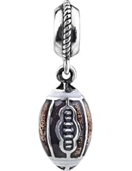 Sterling Silver Football Dangle Bead Fits Pandora