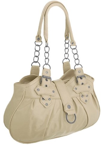 EyeCatchBags - Huron Faux Leather Womens Shoulder Bag Handbag Patent Beige