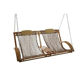 Deluxe Bent Oak Porch Swing Rollup - Mocha by 