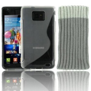 Easyi - Samsung i9100 Galaxy S 2 Clear Gel Skin Case Cover & Case Sock