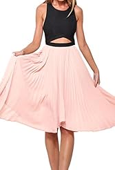 Polyester/Spandex Spring Summer Winter Sleeveless Cocktail Cutout Pleated Club Dress/Party Dress/Midi Dress 