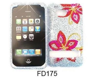 HTC INCREDIBLE HD FULL DIAMOND CRYSTAL TWO PINK FLOWERS SNAPON, CASE, COVER, FACEPLATE