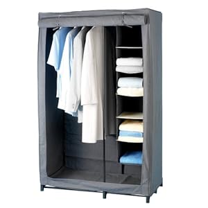 WENKO 4381670100 Kleiderschrank Libertà inkl. Wäschesortierer - atmungsaktives Vlies, 100 x 160 x 50 cm, grau