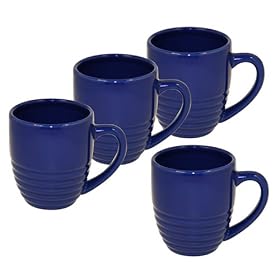 Buy Chantal Ceramic 20-Ounce Ring Mug Set of 4, Glossy Indigo Blue now!