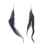 Pugster Fine Black Feather Earrings