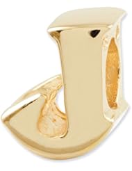 Sterling Silver Gold-plated Reflections Letter J Bead
