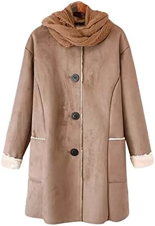 GGA Women's Winter Suede Single Breasted Puffy Loose Fit Long Parka L Light Coffee