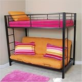 Twin over Futon Metal Bunk Bed Black (FutonƑ Twin over Futon Metal Bunk Bed - Black (FutonÆ