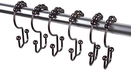 Interfeeling Shower Curtain Rings Hooks with Double Glide Oil Rubbed Bronze Heavy Duty, Set of 12