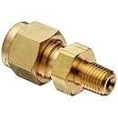 Parker A-Lok 4MSC1N-B Brass Compression Tube Fitting, Adapter, 1/4" Tube OD x 1/16" NPT Male