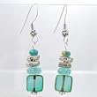 Sterling Silver, Blue Czech Glass & Apatite Dangle Earrings, #9427
