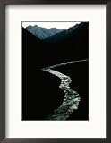 Glistening in the Light, the Obhingo River Flows Down Through the Mountain Vall Eys of Tajikistan Framed Art Poster Print by Barry Tessman, 17x21