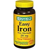 Easy Iron ( Iron Glycinate) 28 Mg, 90 Tablets, By Good'N Natural