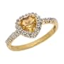 10k Yellow Gold Heart Shaped Citrine and Diamond Ring, Size 9