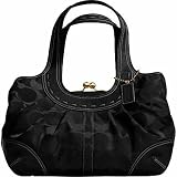 Coach Signature Ergo Pleated Satchel Bag Tote 13610 Black