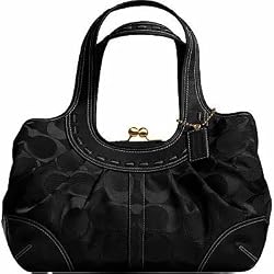 Coach Signature Ergo Pleated Satchel Bag Tote 13610 Black