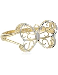 14k Yellow and White Two-Tone Gold D-Cut Butterfly Ring, Size 7