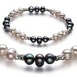 PearlsOnly YinYang Black and White 6-7mm A Freshwater Pearl Bracelet