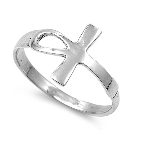 Protection from Harm Ankh Cross Ring Sterling Silver 925 (Sizes 4-10)