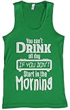Threadrock Men's You Can't Drink All Day Tank Top XL Kelly Green