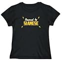 T-Shirt Womens Black " POWERED BY Siamese " Cats