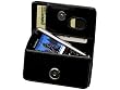 PREMIUM EXECUTIVE BLACK LEATHER WALLET CASE POUCH (With 2 Interchangeable Belt Clips) for RIM BLACKBERRY PEARL 8100 / 8130 / 8120 - RETAIL PACKAING