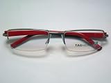Tag Heuer - Authentic Tag Heuer TH 8203 001 Brushed Frame Black Red Temples Semi Rimless Eyeglasses 53mm Eyewear