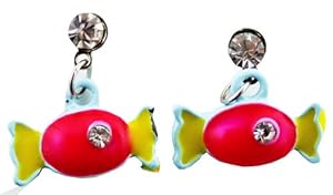 Candy Earring - Kids Fashion Earrings (Light Blue, Red and Yellow)