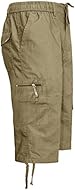 MENS 3/4 ELASTIC WAIST CARGO SUMMER COMBAT 6 POCKET SHORTS TROUSERS PANTS