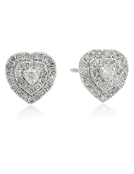 Sterling Silver Diamond Heart Earrings (1/4 cttw, H-I Color, I2-I3 Clarity)