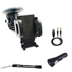 eBigValue: Black Durable 360 Rotatable Car Windshield Mount Holder for HTC Vivid / Motorola RAZR / DROID RAZR / DROID BIONIC / Galaxy II Skyrocket / Galaxy Nexus / Note / Transfix /Captivate Glide / DoubleTime / ZTE Warp / AT&T Avail / Motorola Admiral / ATRIX 2 / T-Mobile myTouch Q / Sony Ericsson Xperia Play / Xperia arc S / Xperia neo V / Xperia active / Xperia ray / Xperia neo / Xperia X10 + Includes a Travel USB Car Charger Kit + a 3.5mm Stereo Audio Cable With Built In Microphone