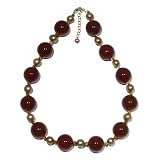 14k Gold Filled Carnelian Beads and Freshwater Cultured Pearl Necklace, 16-18