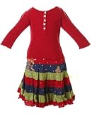 : Mimi & Maggie Snow Bird Red Henley Tee & Handicraft Skirt Set