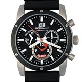 MONDAINE Watches:Men's Sport II Chrono Alarm by Mondaine - Stainless - Black Dial - Black Leather