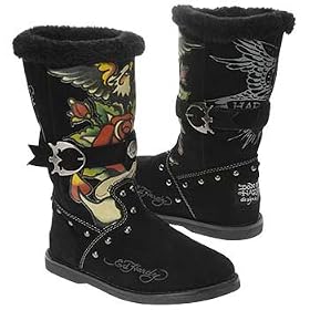 ED HARDY BOOT STRAPS BLACK EH18FBS101W SNOW RAIN NEW