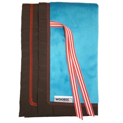 Rain or Shine Kids Woobee Plush Blanket, Turquoise/Chocolate